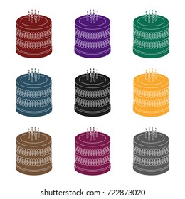Bicolor cake icon in black style isolated on white background. Cakes symbol stock vector illustration.