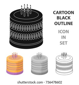 Bicolor cake icon in cartoon style isolated on white background. Cakes symbol stock vector illustration.