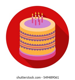 Bicolor cake icon in flat style isolated on white background. Cakes symbol stock vector illustration.