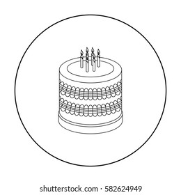 Bicolor cake icon in outline style isolated on white background. Cakes symbol stock vector illustration.
