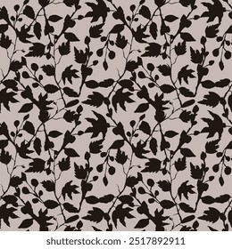 Bicolor Contorno Silhueta Floral Padrão Sem Costura. Fundo de flor preto e branco	