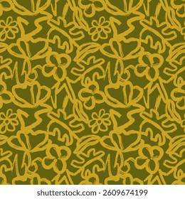 Bicolor contour Silhouette Floral seamless pattern. Summer garden background. Perfect for backgrounds, wallpaper, fabric prints, and creative design projects. Soft, artistic, and botanical aesthetic	