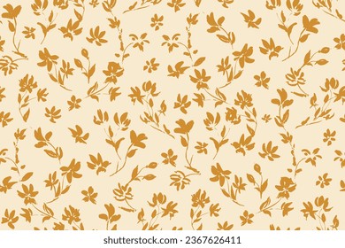 silueta de contorno bicolor sin fisuras con flores y hojas. Abstracto primavera floral, patrón de verano.dibujado a mano, no IA