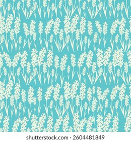 Bicolor contour silhouette seamless pattern with flowers and leaves. Abstract floral spring, summer pastel pattern