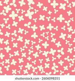 Bicolor contour silhouette seamless pattern with flowers and leaves. Abstract floral spring, summer pastel pattern