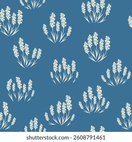 Bicolor contour silhouette seamless pattern with flowers and leaves. Abstract floral spring, summer pastel pattern