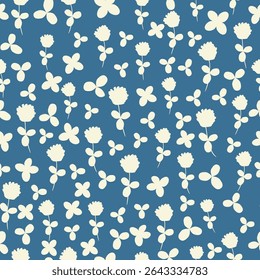 Bicolor contour silhouette seamless pattern with flowers and leaves. Abstract floral spring, summer pastel pattern