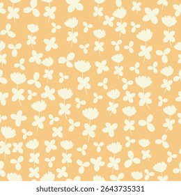 Silueta de contorno bicolor sin patrón con flores y hojas. Primavera floral Abstractas, patrón pastel de verano