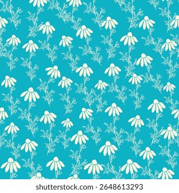 Contorno bicolor padrão sem costura silhueta com flores e folhas. Abstrato floral primavera, verão pastel padrão