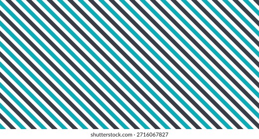 Bicolor Diagonal stripe pattern. Seamless tiffany blue and dark blue line background. Wrapping paper print with diagonal lines. Colorful package texture.