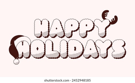 Bicolor Merry Christmas groovy funny sticker 2025.