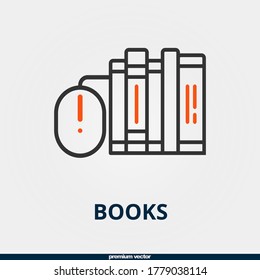 bicolor mouse and books icon.