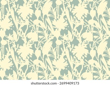 Fondo transparente natural bicolor. Abstractas cartel interior. Patrón floral de la silueta