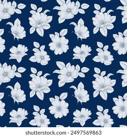 Bicolor rose floral pattern. Modern botanical design