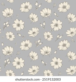 Bicolor rose floral pattern. Modern botanical design