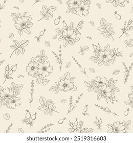 Bicolor Rose, Lavendel Blumenmuster. Modernes botanisches Design