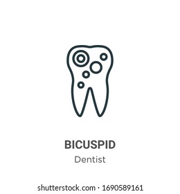 Bicuspid outline vector icon. Thin line black bicuspid icon, flat vector simple element illustration from editable dentist concept isolated stroke on white background