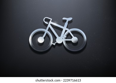 Bicycle 3D Logo Design, Shiny Mockup Logo with Textured Wall. Realistic Vector