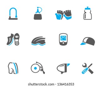 Bicycle accessories icons series  in duo tone colors.