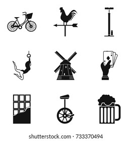 Bicycle acrobat icons set. Simple set of 9 bicycle acrobat vector icons for web isolated on white background