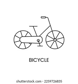 Bicycle for active recreation line icon in vector, illustration for kids online store.