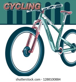 Bicycle advertising poster color modern sport health - Vector