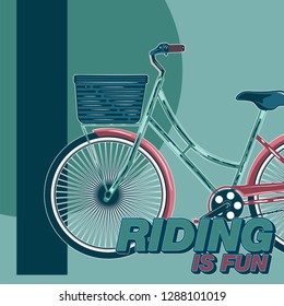 Bicycle advertising poster color modern sport health - Vector