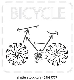 Bicycle from arrows. Abstract sport illustration.