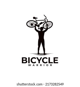 Bicycle athlete warrior vector logo design