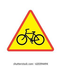 Bicycle attention road sign. Vector illustration