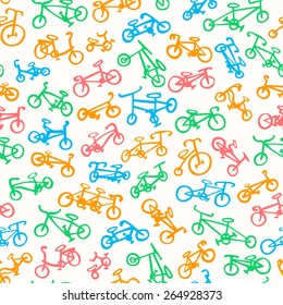 Bicycle background. Seamless pattern with bicycles.