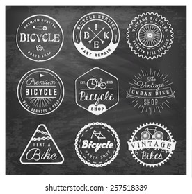 Bicycle Badges and Labels on Chalkboard