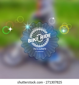 Bicycle badges logos and labels for any use, on blurred background