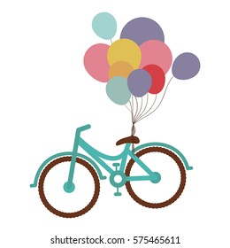 bicycle with balloons icon image, vector illustration design