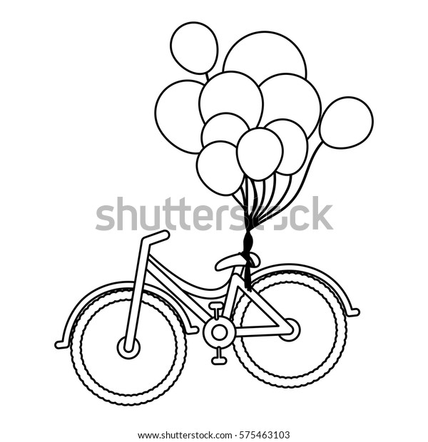 bicycle with balloons icon image, vector
illustration design