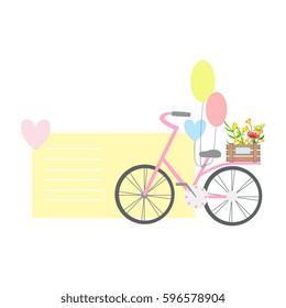 Bicycle With Balloons And Plants On Backseat, Template St. Valentines Day Message Element Missing Text