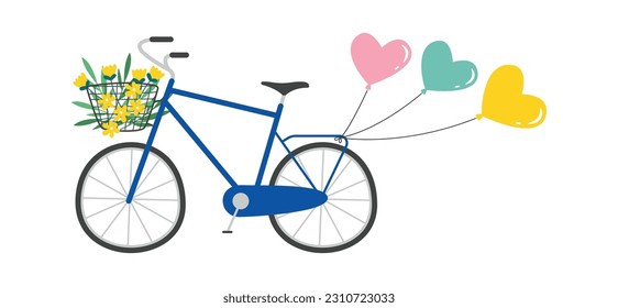 Bicicleta Con Ilustración Vector De Globos