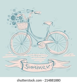 Bicycle with a basket full of flowers