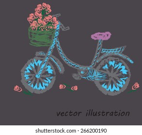 Bicycle with a basket full of flowers