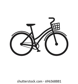 Bicycle with basket icon flat design on white background, Vector illustration