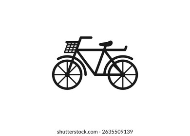 bicycle with basket icon line