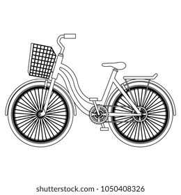 bicycle with basket isolated icon