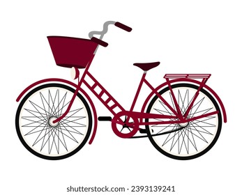 Bicycle with basket on handlebar vector element for illustration