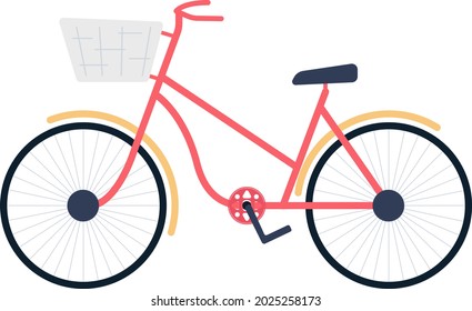Bicycle with basket semi flat color vector object. Full sized item on white. Choosing right bike. Vintage look cycle isolated modern cartoon style illustration for graphic design and animation