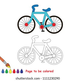Bicycle to be colored, the coloring book for preschool kids with easy educational gaming level.