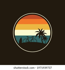 bicycle beach trip logo vector illustration design