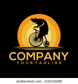 bicycle bear logo design vector