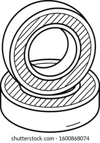 Bicycle bearing kit. Vector outline icon.