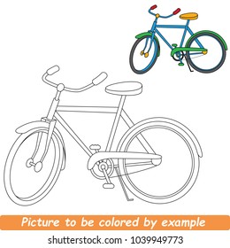 Bicycle Beautiful To Be Colored, The Coloring Book For Preschool Kids With Simple Educational Gaming Level.