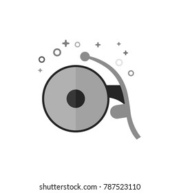 Bicycle bell icon in flat outlined grayscale style. Vector illustration.